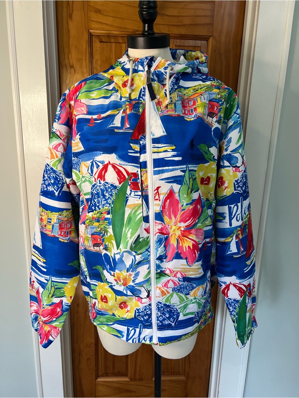 Polo Ralph Lauren Men’s Riviera Nautical Hooded Packable Jacket MED Rare Print